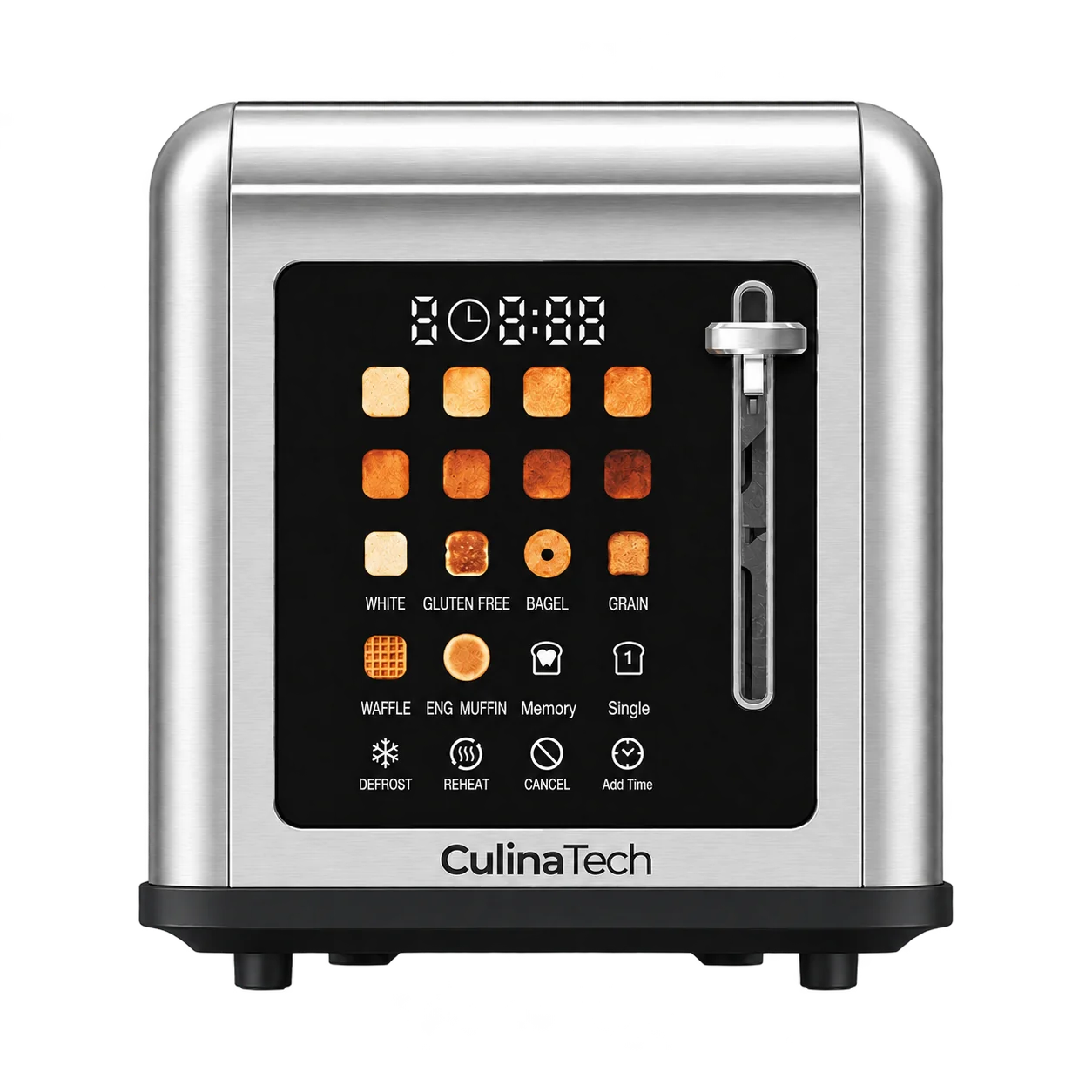CulinaTosta Smart Touchscreen Toaster with Extra-Wide Slots - Stainless Steel 2-Slice Toaster