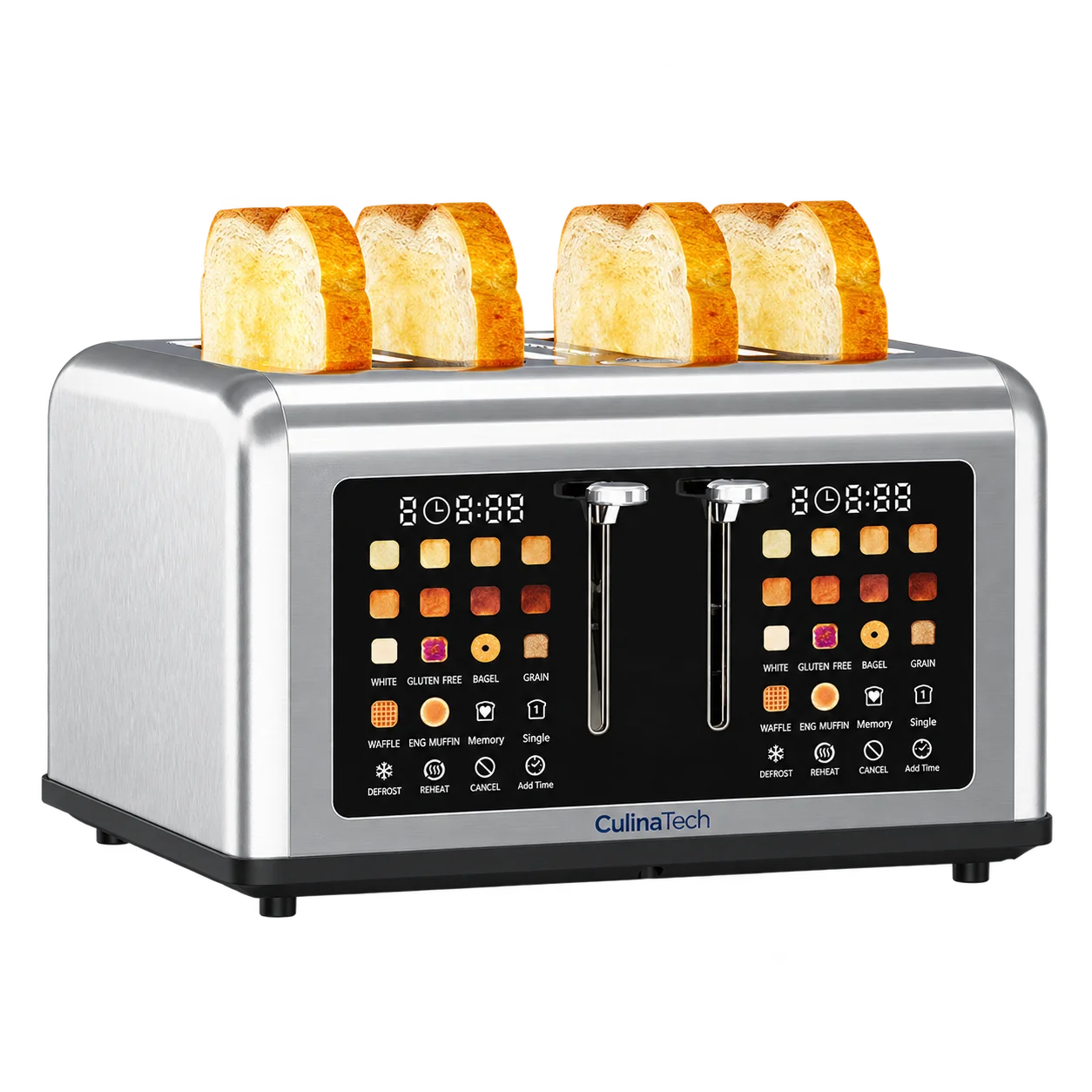 Four-slice stainless steel CulinaTosta with four slices of toast